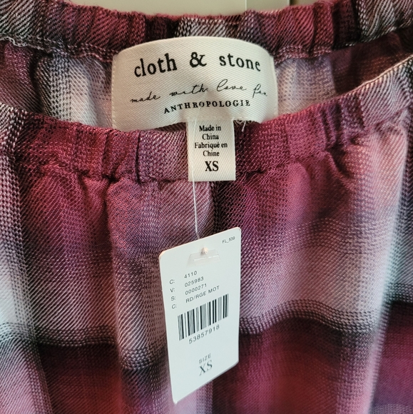 New Anthropologie Cloth & Stone Glacier Plaid Blouse Size XS - Picture 5 of 6
